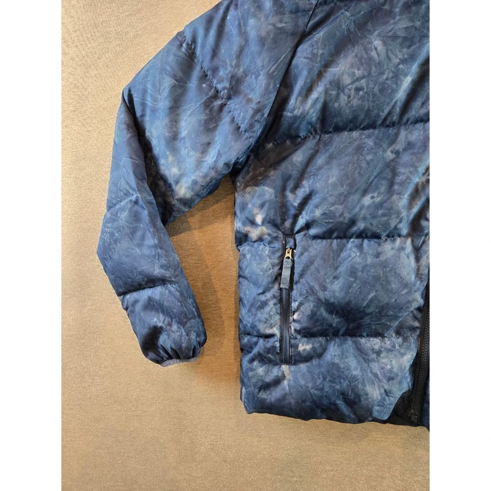 The North Face Down Jacket Boys XL 14/16 Blue Printed Reversible Puffer 600-Fill